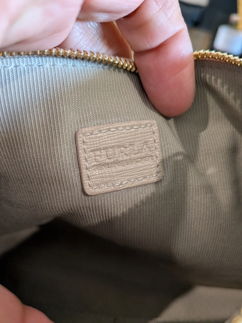 Furla Beige Wristlet Clutch with Detachable Strap